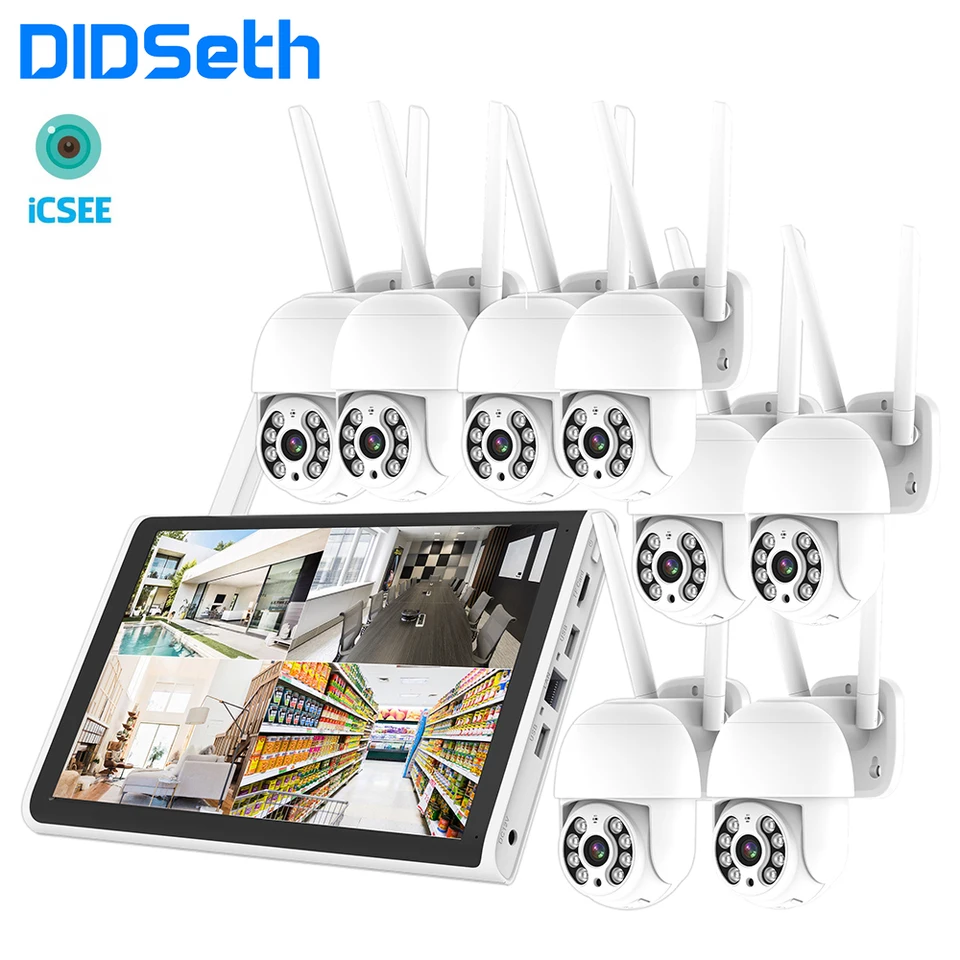 Didseth 8 kanál NVR Kit 8pcs 3MP IP bezpečnostný systém IP ICSEE VIDEO DORUKA VIDUOLLANCE IP66 Vodotesná NVR fotoaparát NVR