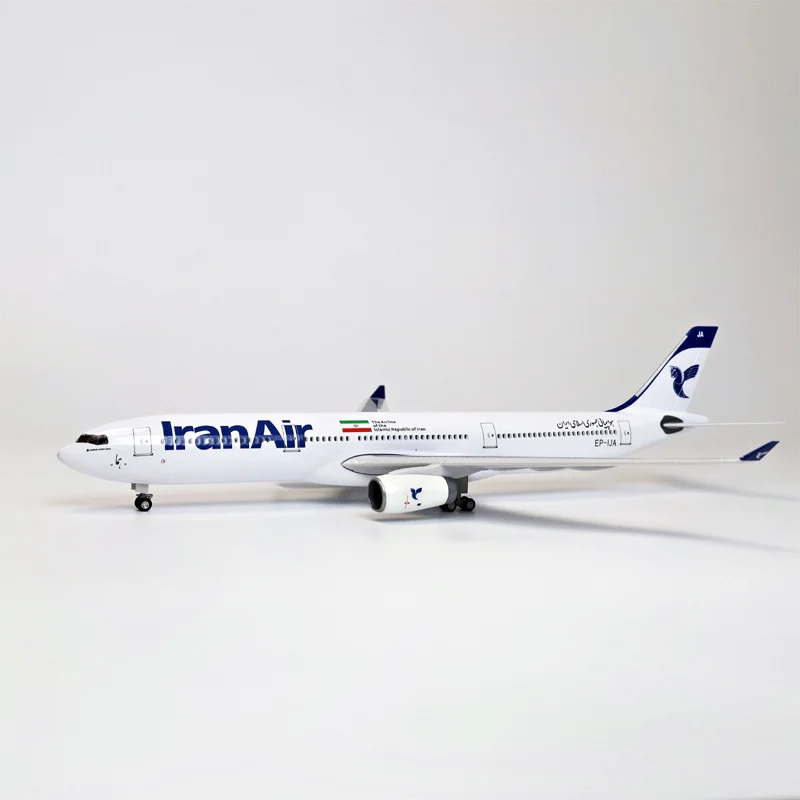 Diecast 1/135 47 cm Ázia Irán Air Airbus 330 Airplane Airlines Resin Model Lietadlo Displej Wiy Airliner Personal Plane Boy Gift