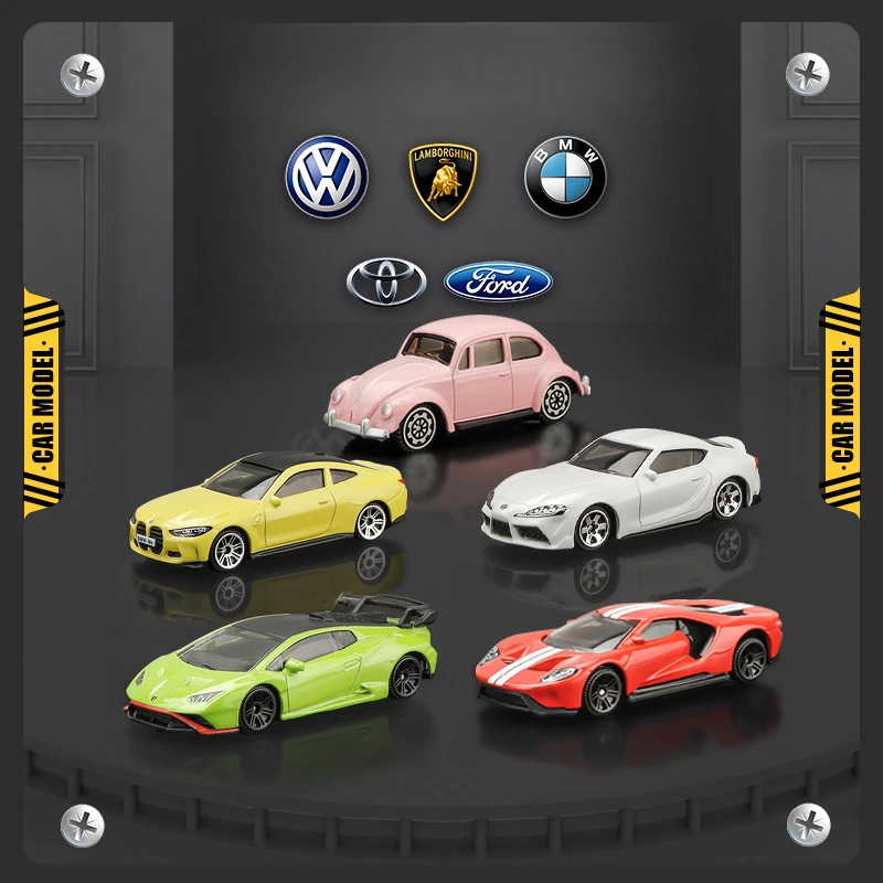 Diecast 1/64 v mierke Lamborghini STO zliatiny Model simulácia BMW M4 Sports Hray Model Model Magnetický vreckový automobil