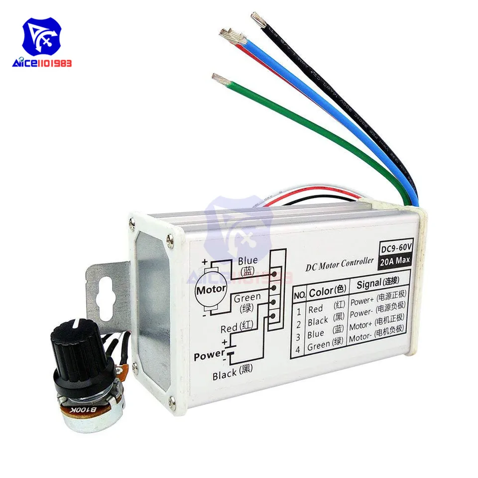 DIEMORE DC 9 -12V 24V 60V 20A PWM DC DC Motor Stepless Speed ​​Controller Spínač
