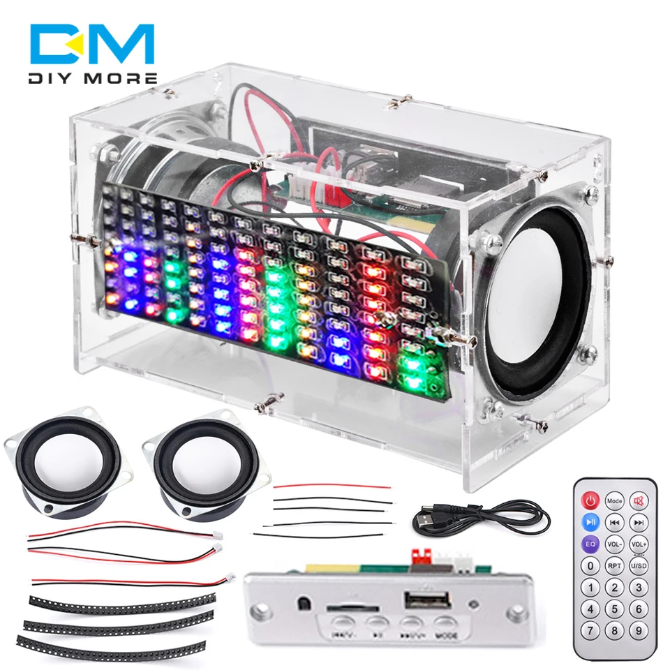DIEMORE DC3.7-5V DIY Bluetooth reproduktorová súprava Elektronika bleskla svetlá pozdĺž k hudobnému zvuku spájkovacieho elektronických reproduktorov