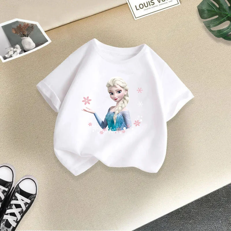 Dievča Disney Princezná Elsa Letná košeľa s krátkym rukávom Tops Tops odevy detské oblečenie letné oblečenie malé deti
