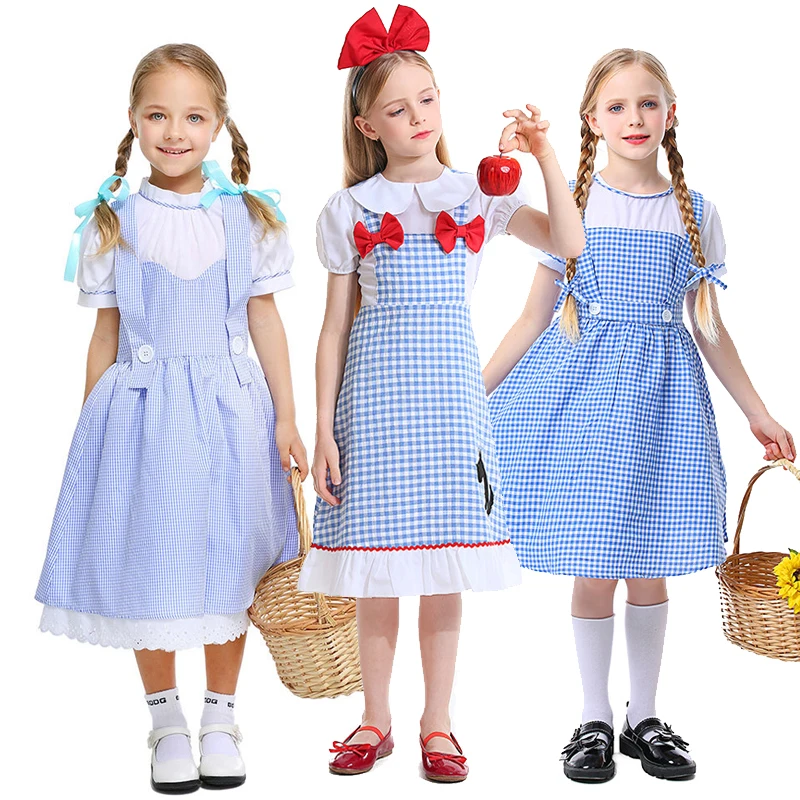 Dievča Purim Dorothy Alice Princess Costume Book Week Dance scéna čarodejnica country cosplay karneval Halloween Party Fancy Chaty