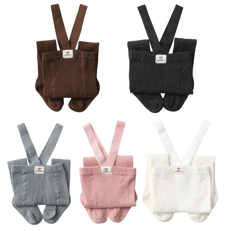 Dievčatko chlapec rebrované legíny podväzky remienok Pants Celkovo pletené pančucháče pančuká