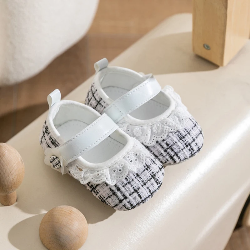 Dievčatko Flats Soft Soly Plaid Tlače Ruffles Mary Jane topánky Príležitostné vychádzkové topánky pre novorodenecké batoľa