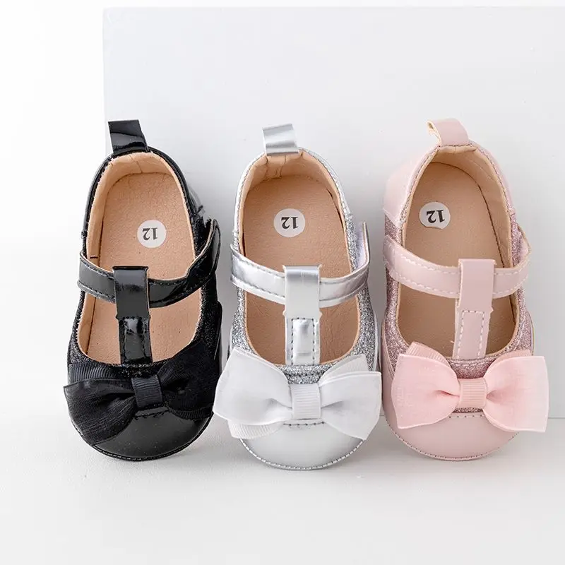 Dievčatko lesklé topánky Mary Jane Sandal Beautiful Bowknot tpr Sole Anti-Slip Princess Shoes Vysoko kvalitné PU jarné leto BBW3094