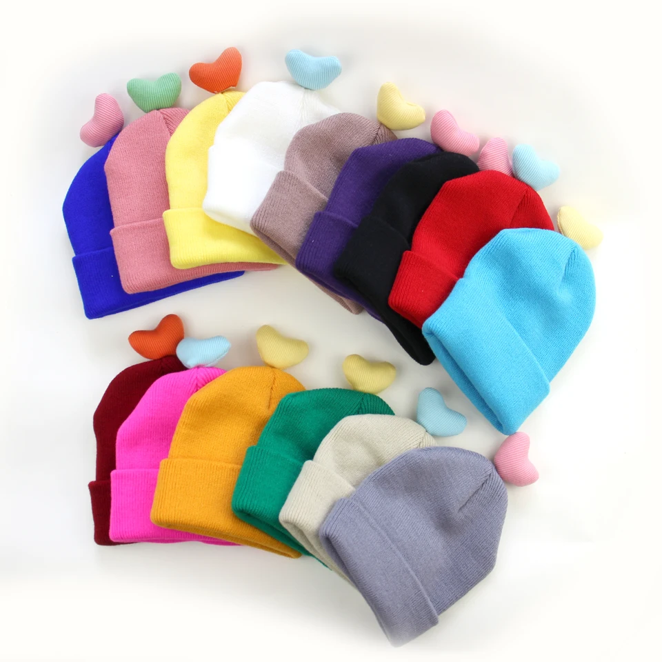 Dievčatko zimné pletené pletené láska beanie dievča chlapec Candy Candy Skulcap Hat Dieťa Dieťa Spevná kapota detská háčku
