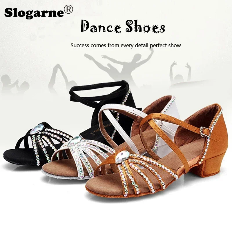 Dievčatá 3,5 cm podpätky Latinské topánky Diamand Diamantové tanečné topánky Ženy Tango Ballroom Latinská pódium Noste mäkké podrážky trendové letné topánky