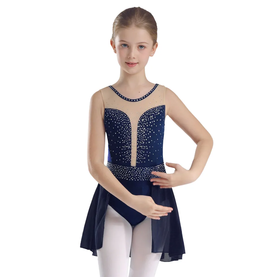 Dievčatá baletný trikotský šaty Pink Dance Leottard s balerínou Balerina Tutu bez rukáv