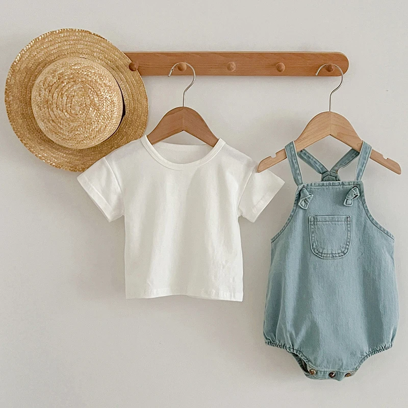 Dievčatá dievča Denim Metrys Susenders Suspenders Combany Pants Kórejský štýl Solid Blue Cowboy Bodserplate Combo Jean Bib Dojčenské oblečenie