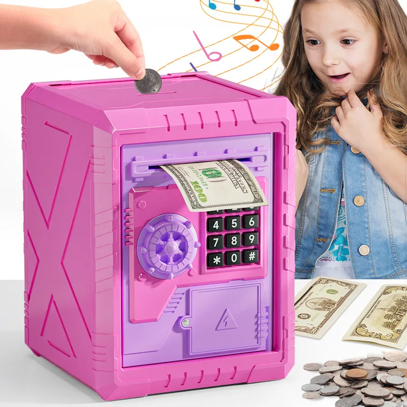 Dievčatá elektronická prasiatko banka automatické peniaze na mincu Cash Setre Money Bank Bank Cartoon Fingerprint Heslo Box