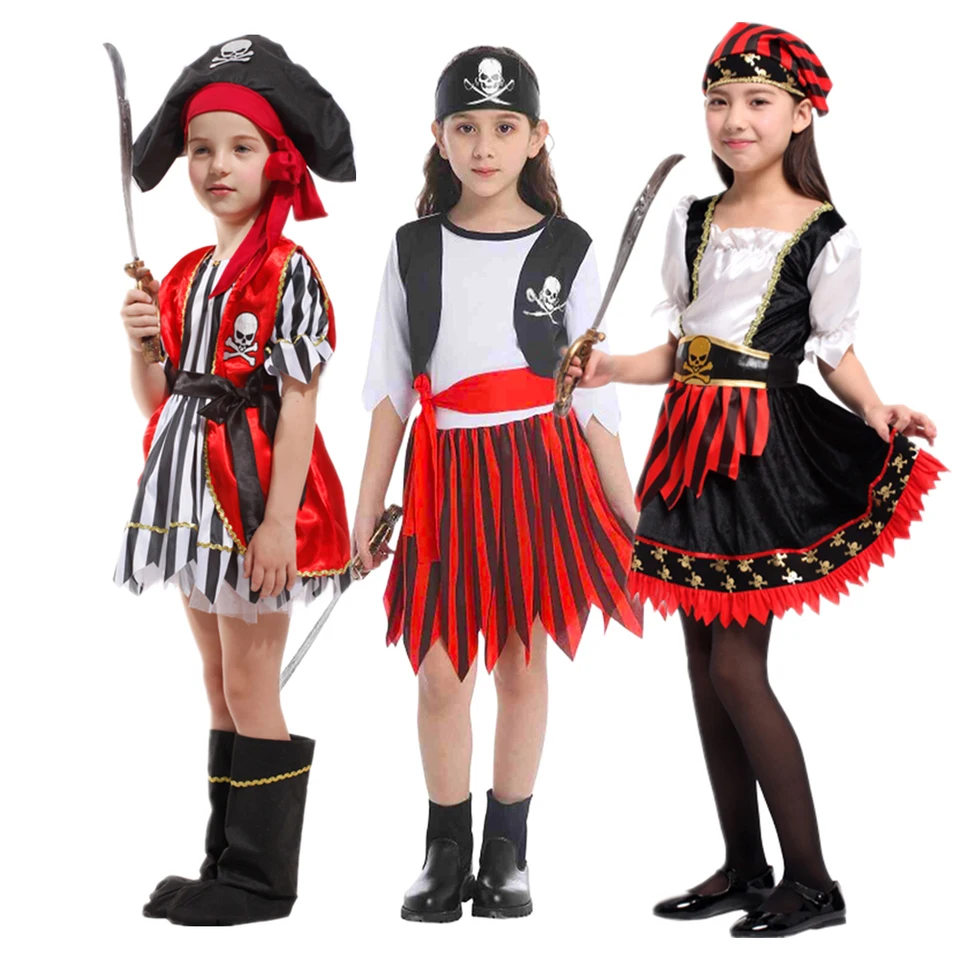 Dievčatá Halloween Cosplay pirátske kostýmy luxusné oblečenie pre 3-13 ročné deti párty oblečenie darček k narodeninám