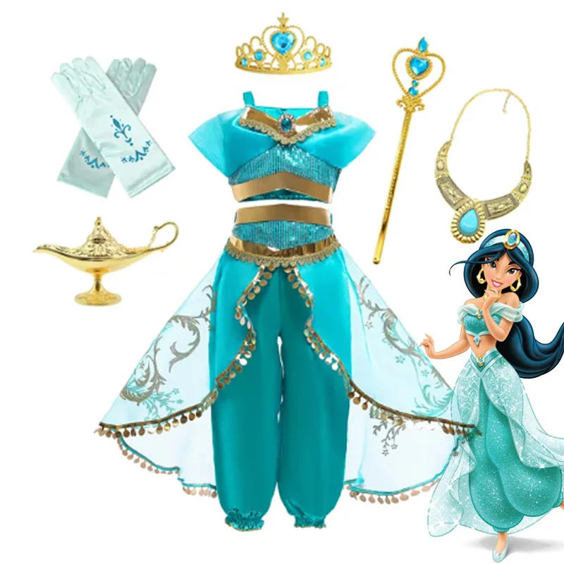 Dievčatá Jasmine Princess Dress of Birthday Party Karneval cosplay aladdin agika