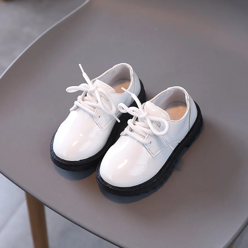 Dievčatá kožené topánky Spring Autumn Boys Non-Slip Flats topánky módne šnurovanie Performance Party Detské topánky H88