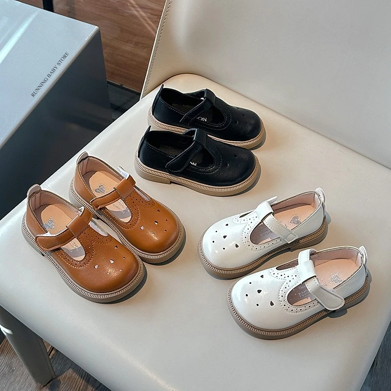 Dievčatá kožené topánky Spring jesenné deti Oxfords Kids T-Strap topánky dieťa batoľatá dievčenské topánky Príležitostné mokassíny pre dieťa i01143