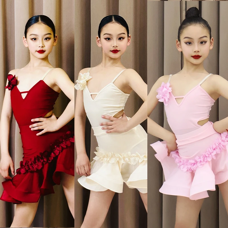 Dievčatá latinský tanečný kostým salsa tanečné oblečenie deti Chacha Rumba Dance Training Wear Samba Tango Dance Practice set xh1952