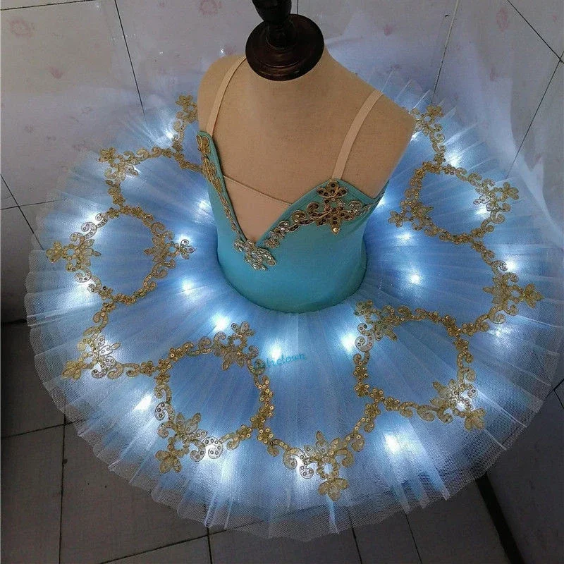 Dievčatá LED LIGHT Profesionálny balet Tutu Glow Balerína baletné šaty deti Dospelý svetelný narodeninový pár tanečný kostým tanečnýwear