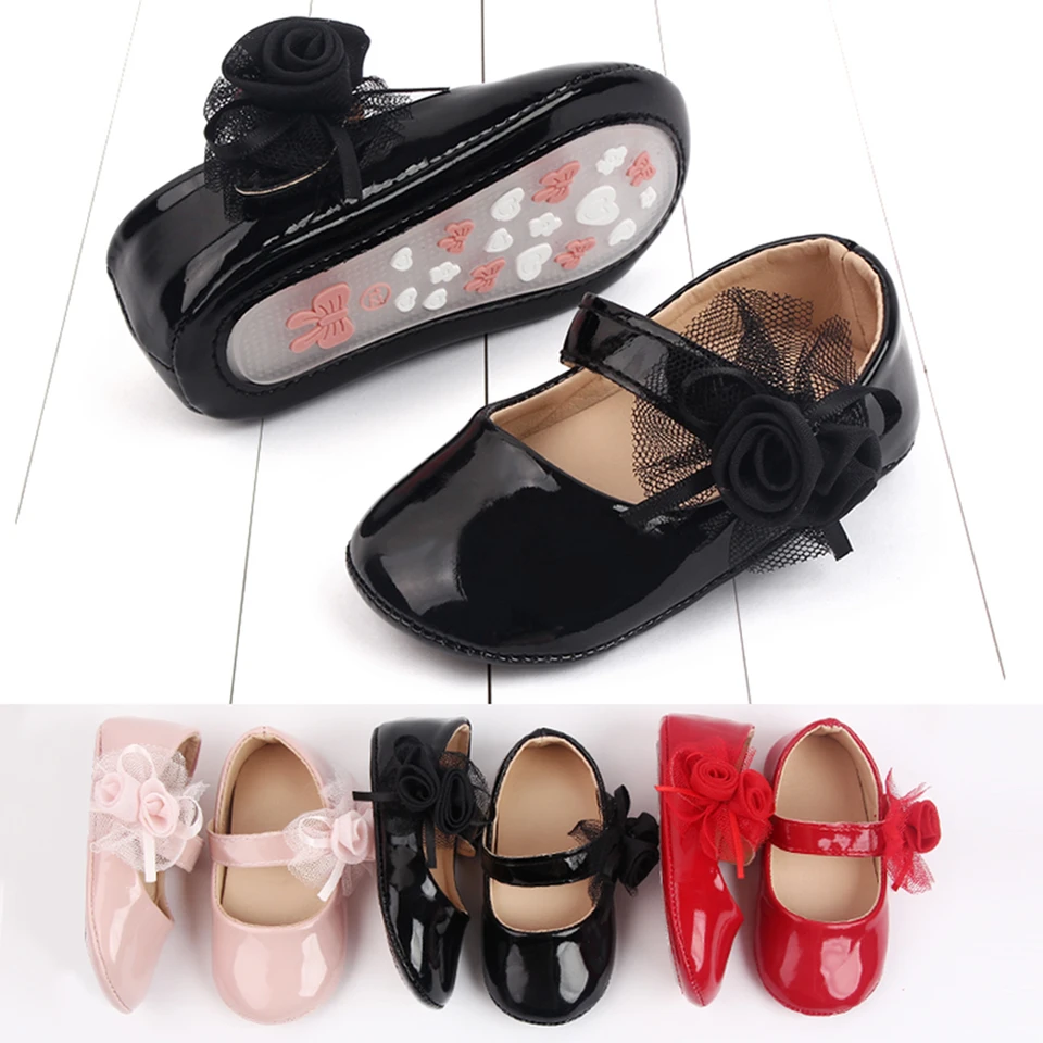 Dievčatá Mary Jane Flats Soft Sole Flowers Pu Princess topánky Svadobné šaty topánky pre novorodenecké dojčenské batoľa