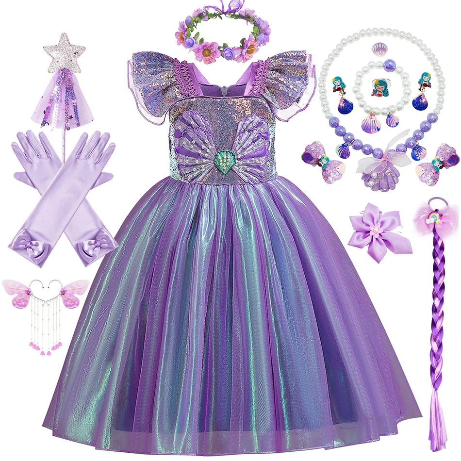 Dievčatá morská panna kostým deti cosplay princezná šaty deti Karneval Halloween kúzlo maškaráda Party Outfits Fancy Ball Rown
