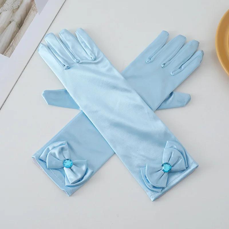 Dievčatá princezná doplnky Kids Satin Bow Elsa Popoluška rukavice pre kostým pre deti narodeniny Halloween Party Cosplay darček