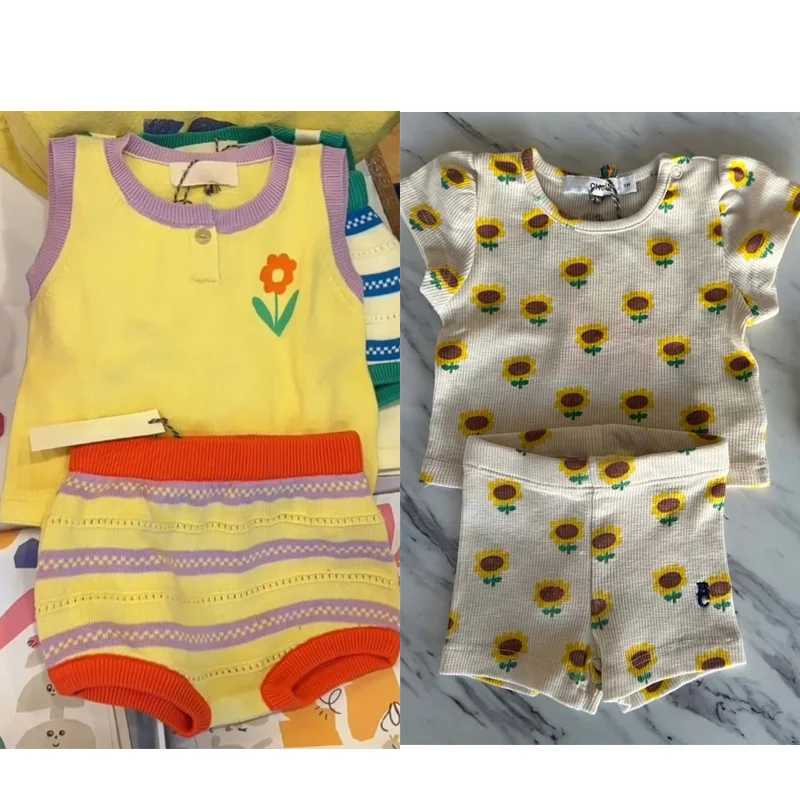 Dievčatá roztomilé tlačové odpaliská a kraťasy Oblečenie Sets SS25 BC Toddler Boys Tirts a nohavičky