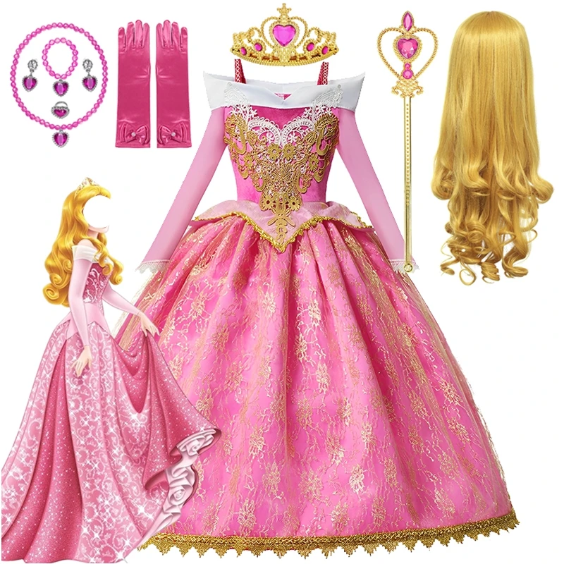 Dievčatá spiace krásy Aurora cosplay princezná šaty deti Halloween Veľkonočné karneval kostým pre deti párty oblečenie 3-10 rokov