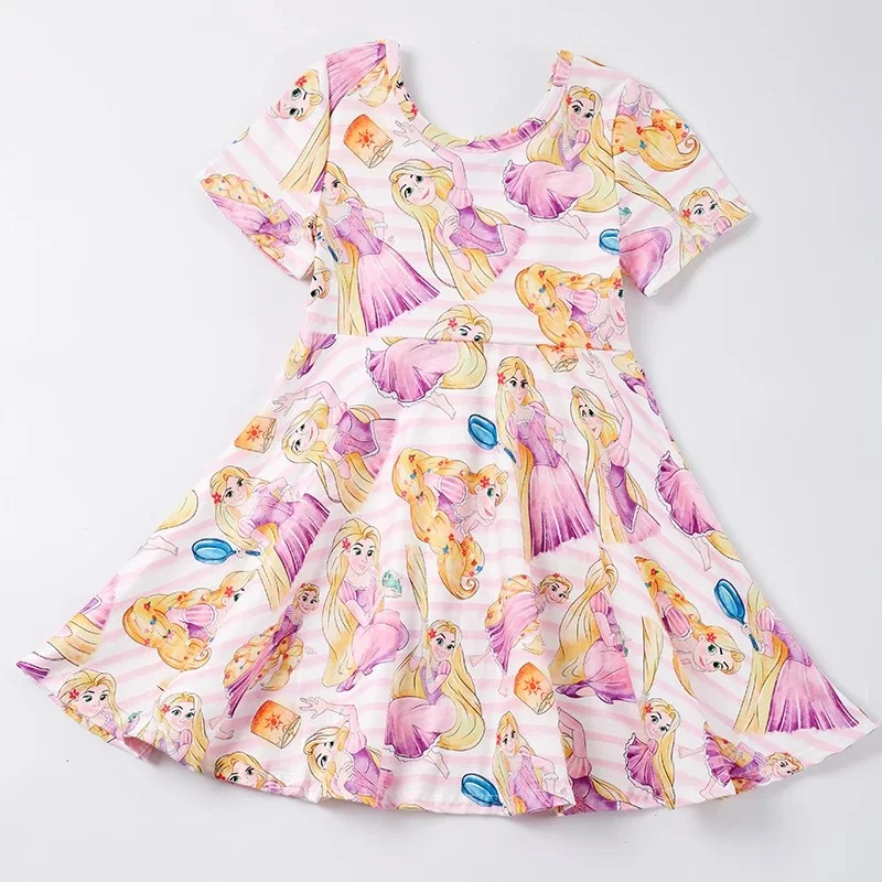 Dievčatá Summer Zoobies Princezné postavy Tlačené šaty s krátkym rukávom