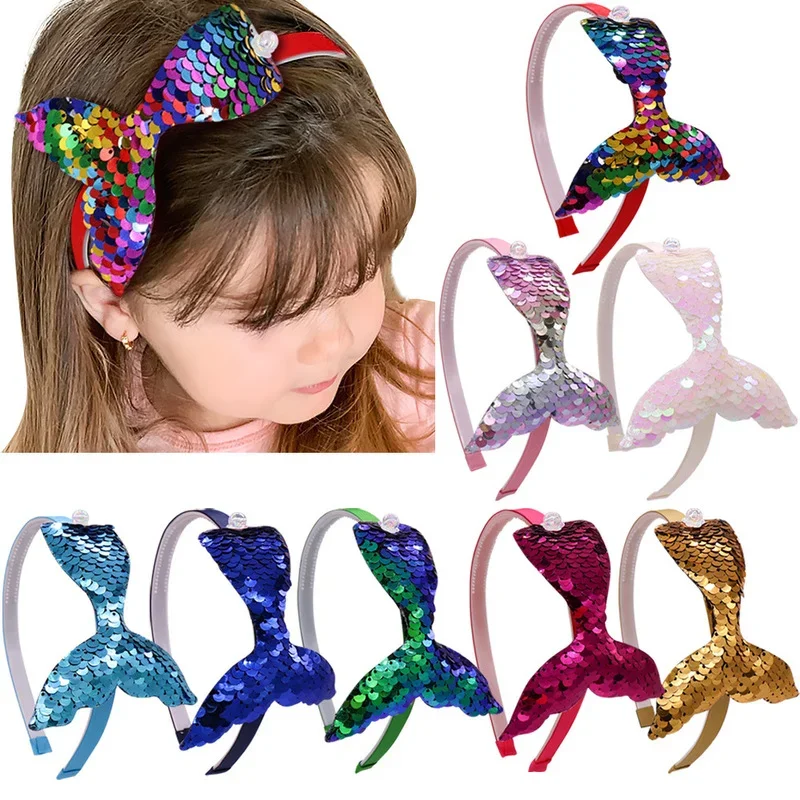 Dievčatá vlasy Hairbands Mermaid Headar Farba Floria lesklá princezná sladké detské vlasy