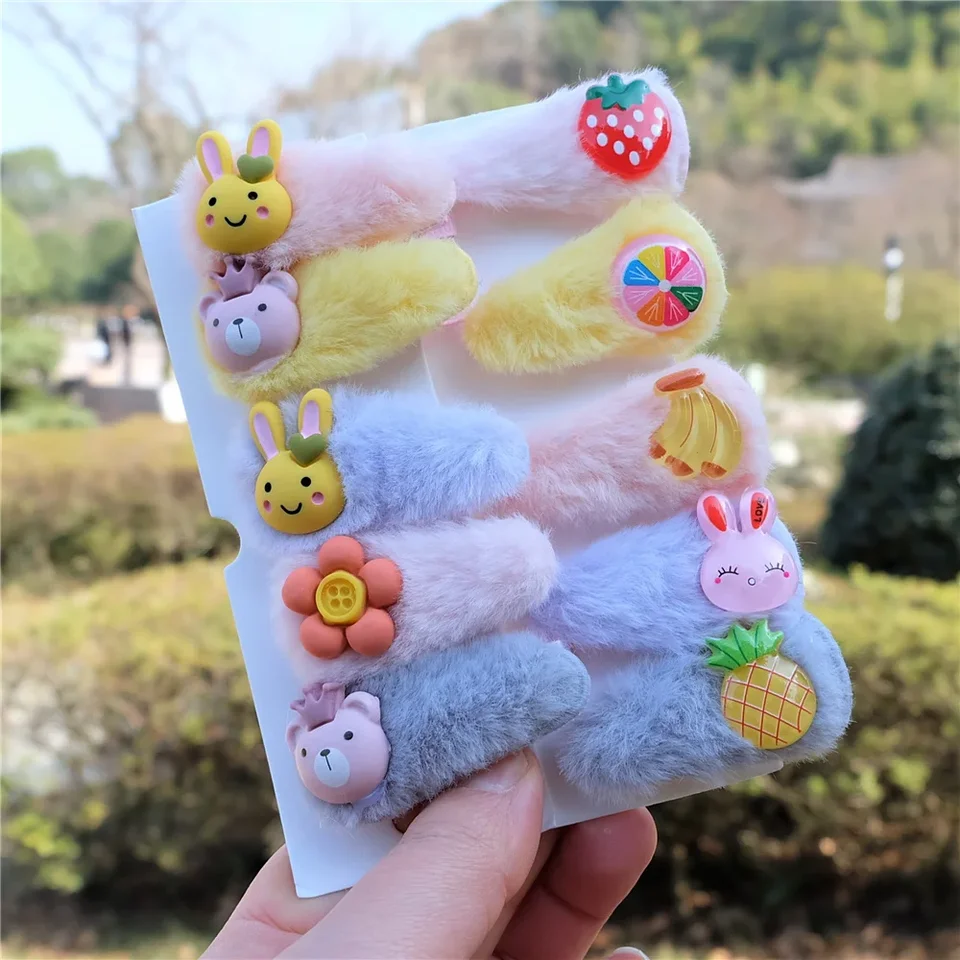 Dievčatá vlasy Klipy Sada Kids Cartoon Head pásmo kawaii scrunchie gumové lano roztomilé vlasové vlasové kadernice farebné barety fasion