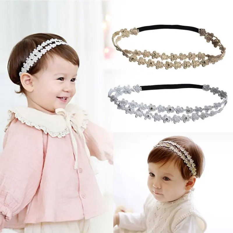 Dievčatá čelenka krištáľové kvetiny batoľa vlasy Elastické detské večierky Headar Headar Soft Nylon Hairbands