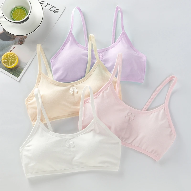 Dievčenská luk sladká jednoduchá dospievajúca spodná bielizeň školiace dievčatá podprsenka Športové podprsenka Underwear Teen Underwear podprsenka podložka študent podprsenka