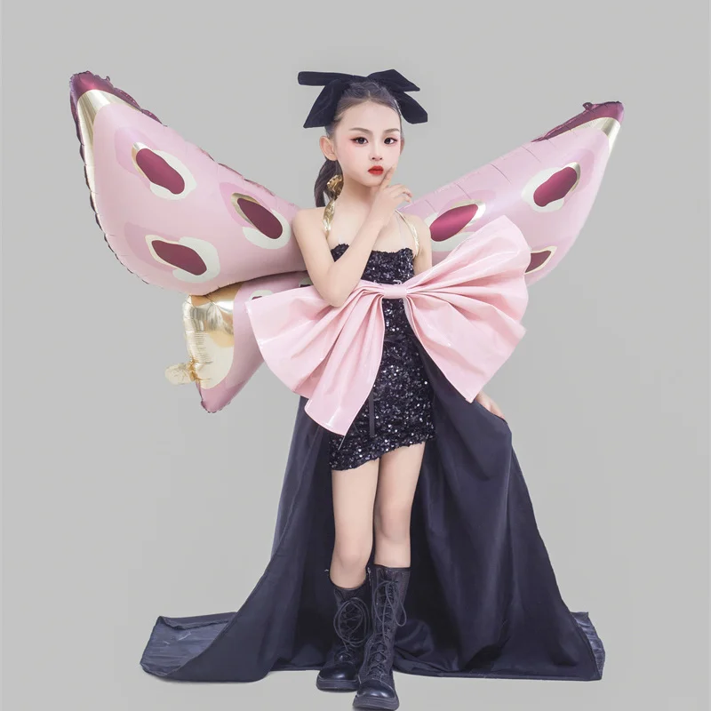 Dievčenské motýľové krídlo sukňa Trendy Performance Singing Dress and Topyed Cutwalk Outfits pre detské darčeky ružové princezné šaty