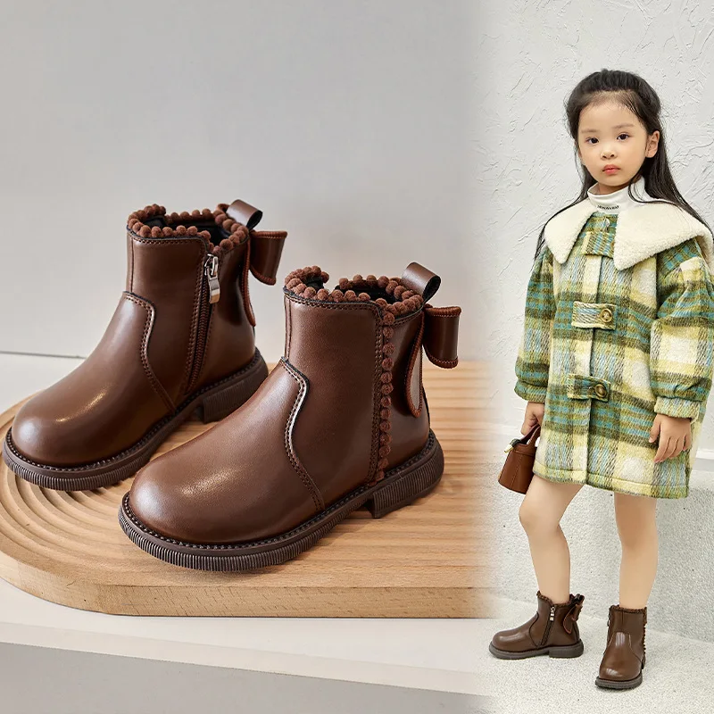 Dievčenské topánky Krátky topánky Detské topánky topánky luk členok topánky princezná topánky pre deti pre dievča zimnú topánku Zapatos niña botas