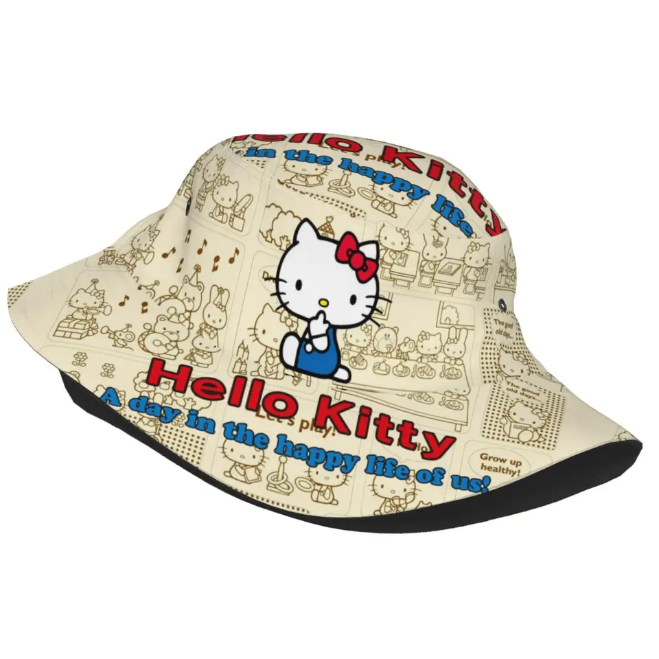 Dievčenský chlapec roztomilé vedro klobúky vtipné ahoj mačiatko kawaii doplnky bobový klobúk pre cestovné pokrývky ľahké