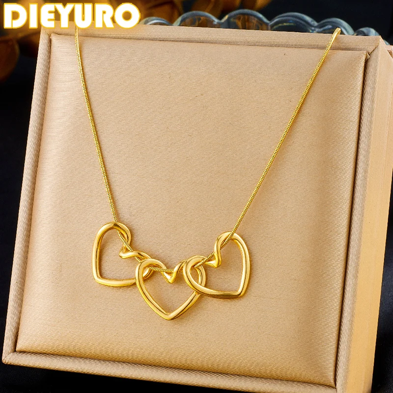 Dieyuro 316L z nehrdzavejúcej ocele Zlatý minimalistický náhrdelník srdca pre ženy módny trend Dievča
