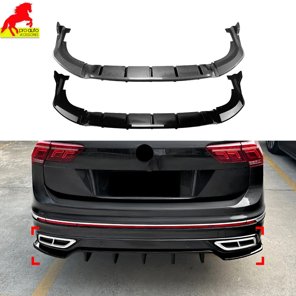 Difúzor spoilera zadného nárazníka pre Volkswagen VW Tiguan MK2 Rline 2021-2023 Glossy Black Splitter Body Kits Auto Príslušenstvo