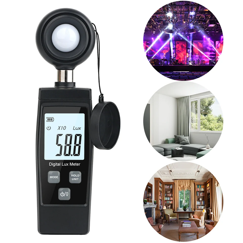 Digital Mini Lux Meter LCD Display Runcheld Illuminometer 0-200000 LUX Photometer High Presnosť LUXMETER LUX/FC Tester merací
