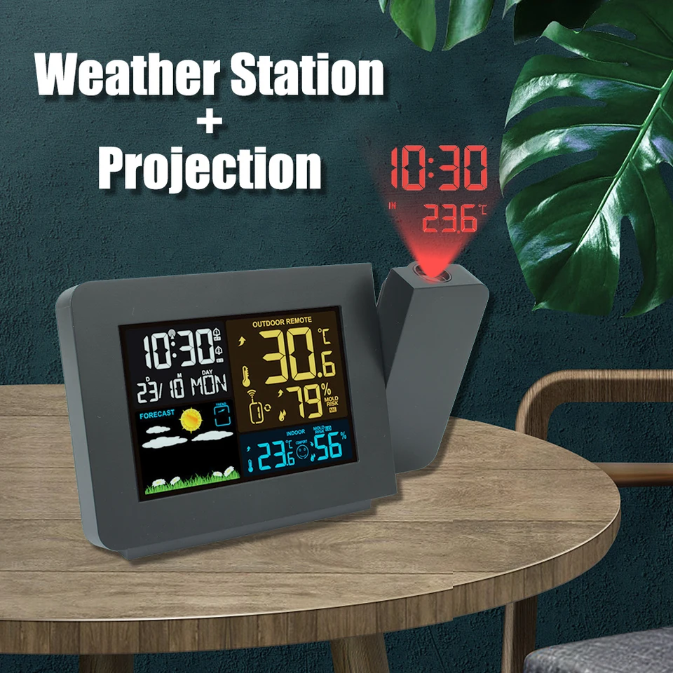 Digitálna alarmová meteorologická stanica LED tabuľky Teplota hodín s časovou projekciou vlhkosť Snooz