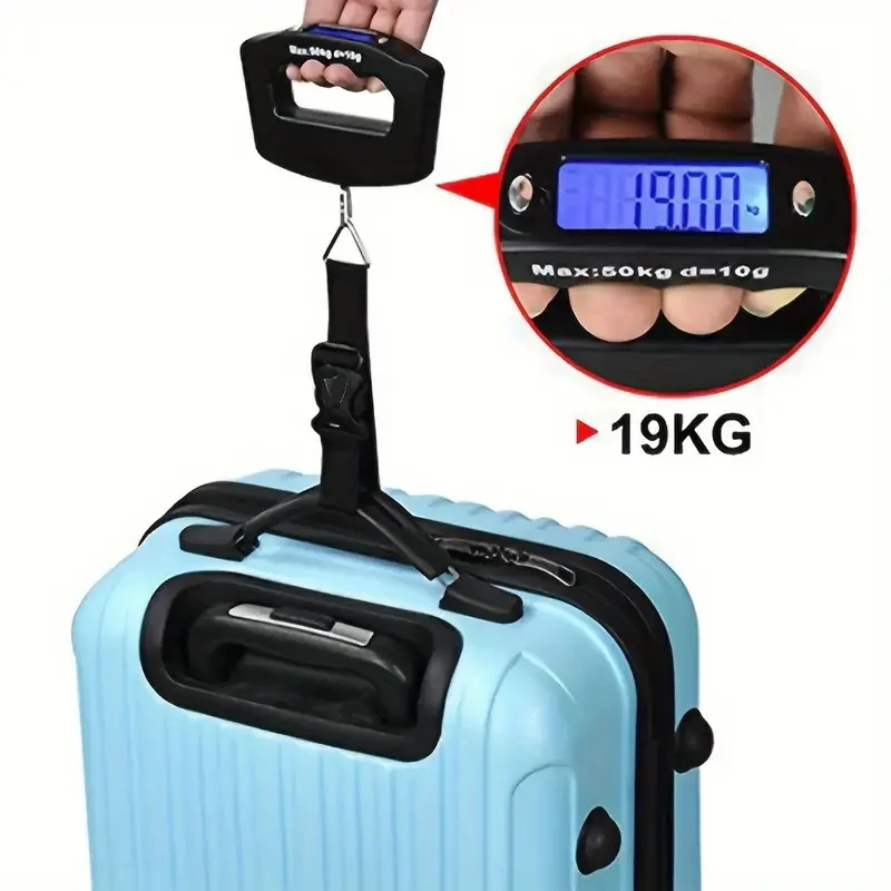 Digitálna elektronická batožina s podsvietením, závesné cestovné stupnice, prenosný kufor, váži 50 kg, 10g