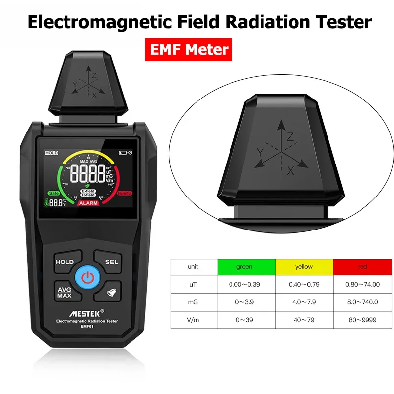 Digitálna farebná obrazovka Elektromagnetické ožarovanie Detektor Elektromagnetické pole EMF Meter Elektromagnetické vlny Meranie