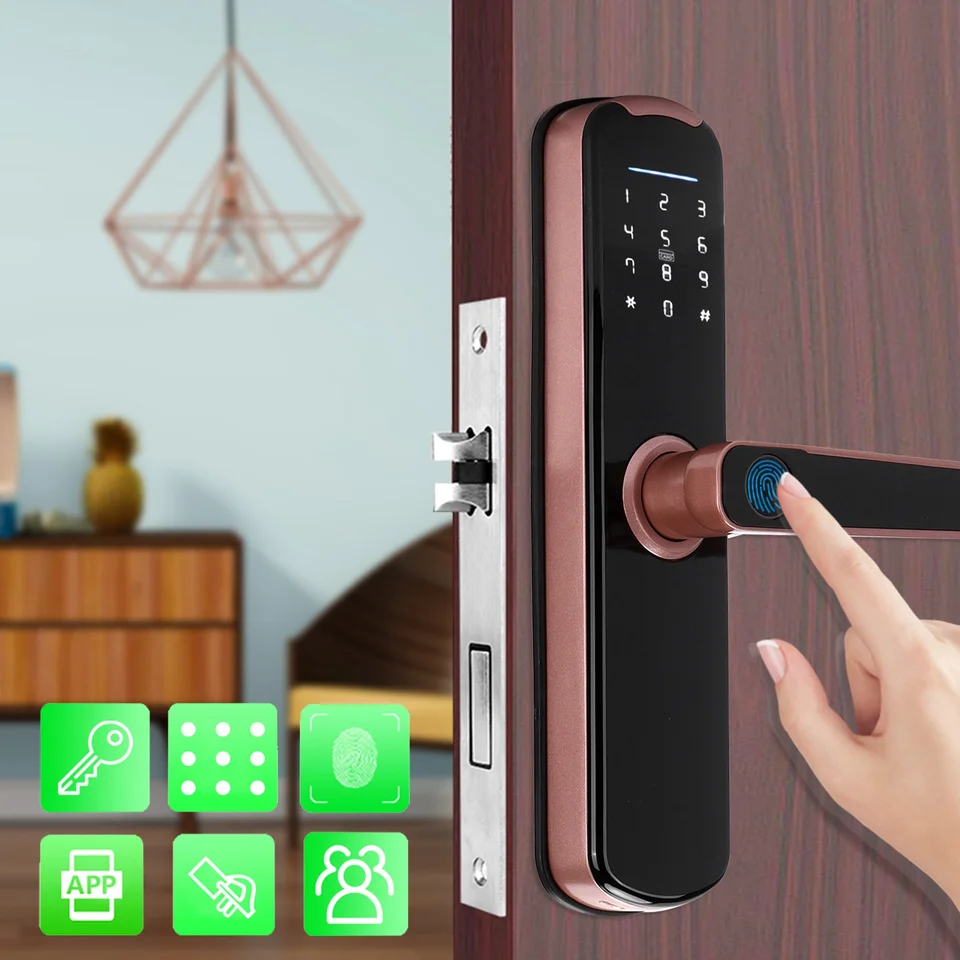 Digitálna karta zámku dverí pre Tuya Anti -Theft Fingerprint Heslo Card Card Gold pre plochý digitálny zámok dverov inteligentný zámok