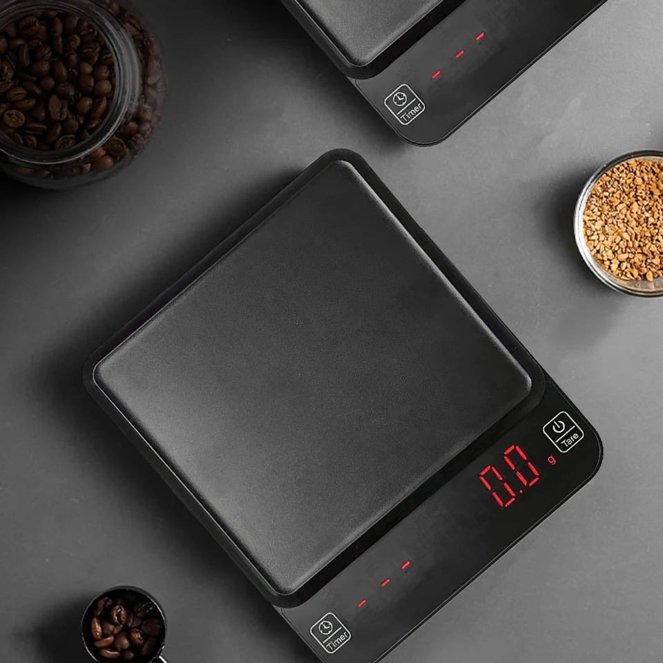 Digitálna kávová stupnica s časovačom 3 kg/0,1g vysoká presnosť s zadným LCD displejom s automatickým tare a dotykovým senzorom na varenie pečenia