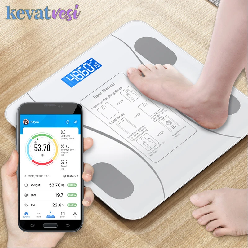 Digitálna telesná váha Scale Inteligentné bezdrôtové tuk Scale Zájazdné váhy pre analyzátor zloženia tela s aplikáciou pre smartfóny