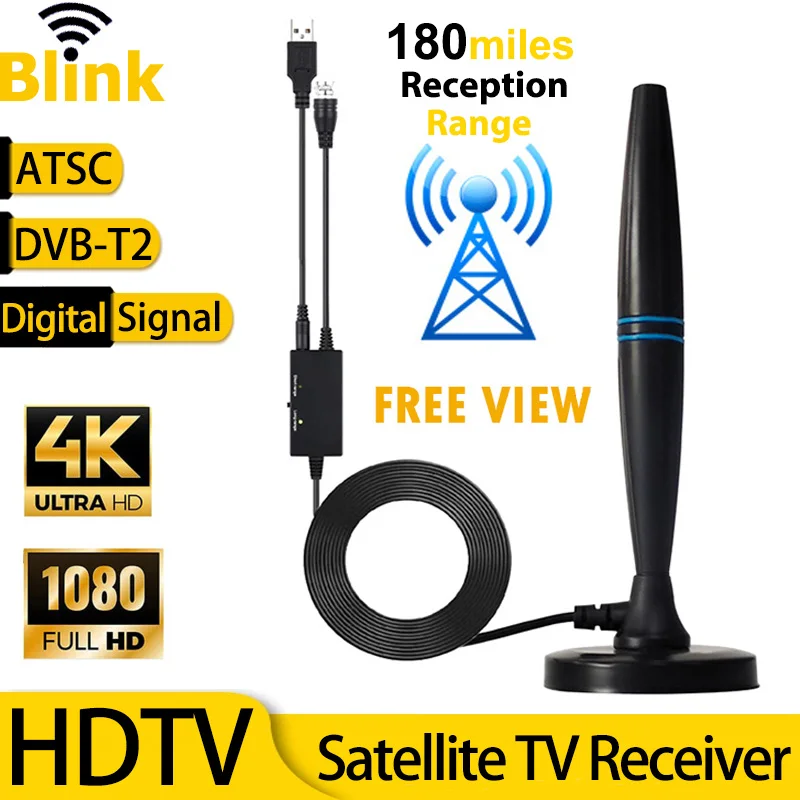 Digitálna televízna anténa s dlhým dosahom v interiéri 46-862MHz zosilňovač 4K 1080p HD Signálny posilňovač DVBT2 ATSC Výkonný satelitný prijímač satelitného televízora