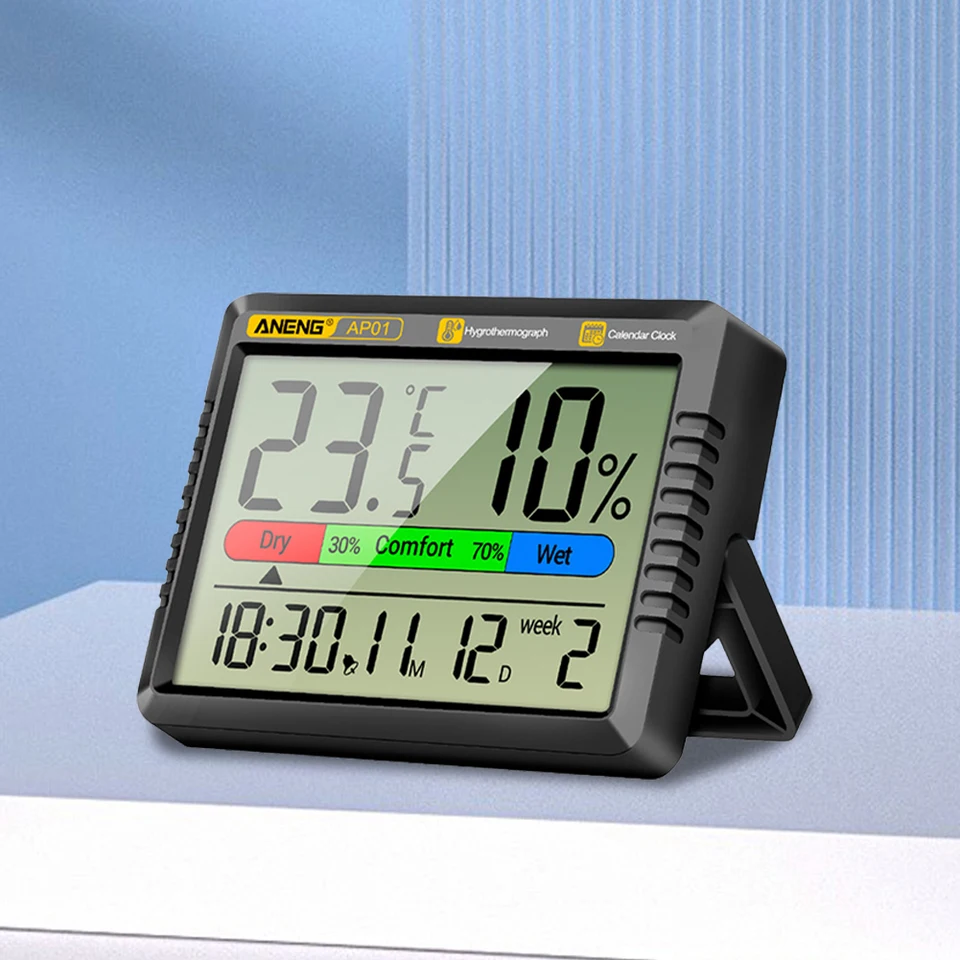 DIGITÁLNA TEPLOTNÁ VODNÁ VODA Alarm/kalendár vreckový vreckový precíznosť Air Termometer Hygrometer LCD Screen Screen Weather Station