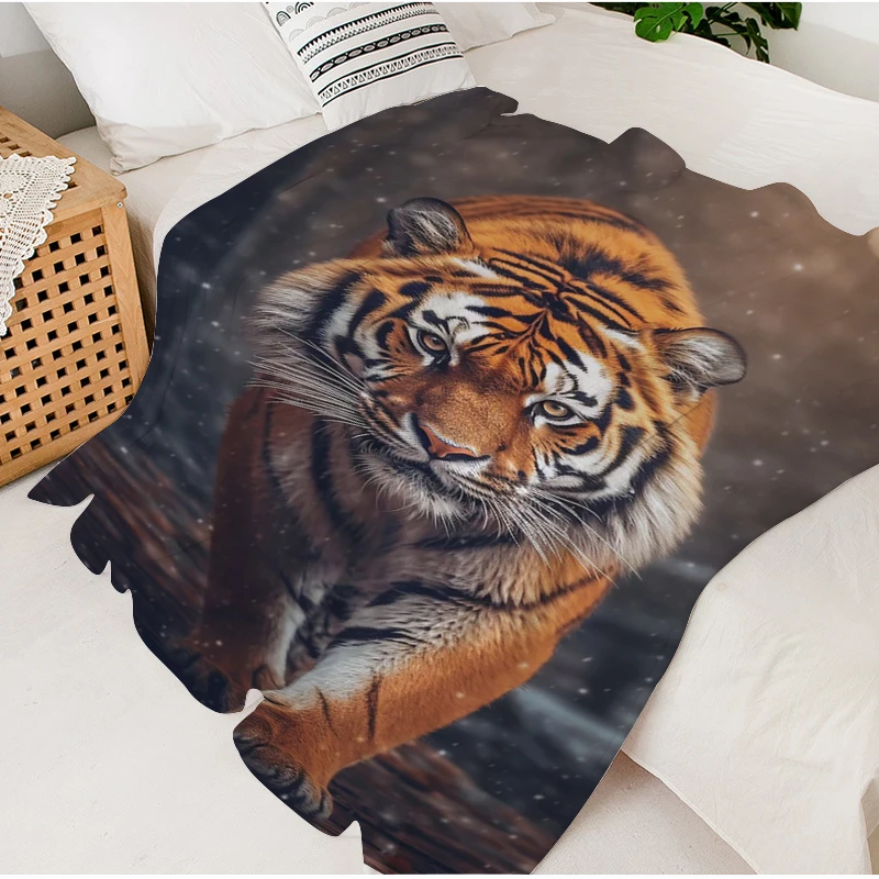 Digitálna tlač Tiger prikrývka pohovka Zimná teplá posteľ fleece kemping na mieru zdriemavé mäkké prikrývky King Veľkosť mikrovlákna posteľná bielizeň