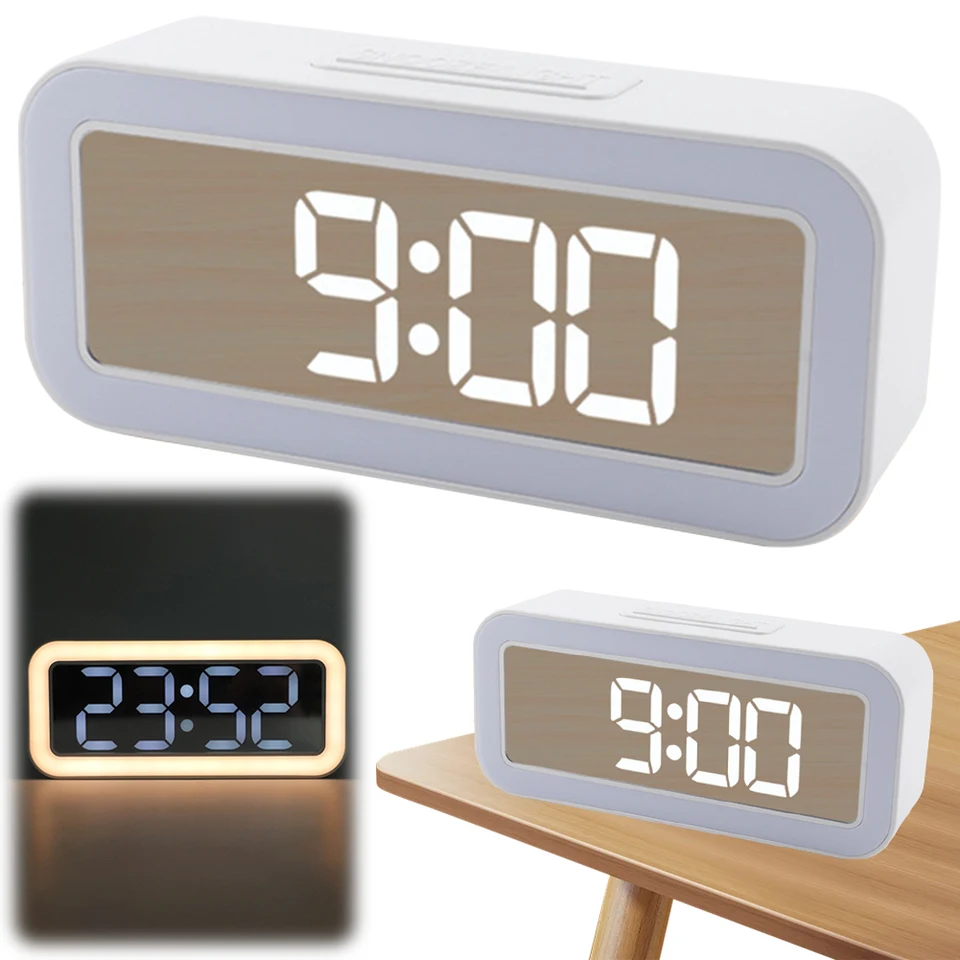 DIGITÁLNE ALD ALGEL NOC ZLOŽENIE 12/24H Elektronické LED hodiny s teplotným displejom Snooz Alarm Clock pre spálňu/posteľ/stôl