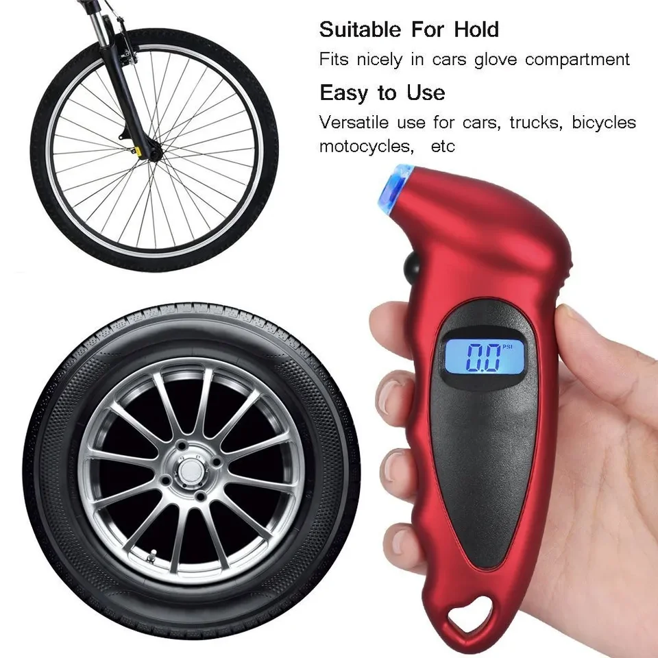 Digitálne autá pneumatiky pneumatiky Air tlakomer merač LCD LCD Displej manometer Barometre tester pre motocyklové bicykle OBD automobil