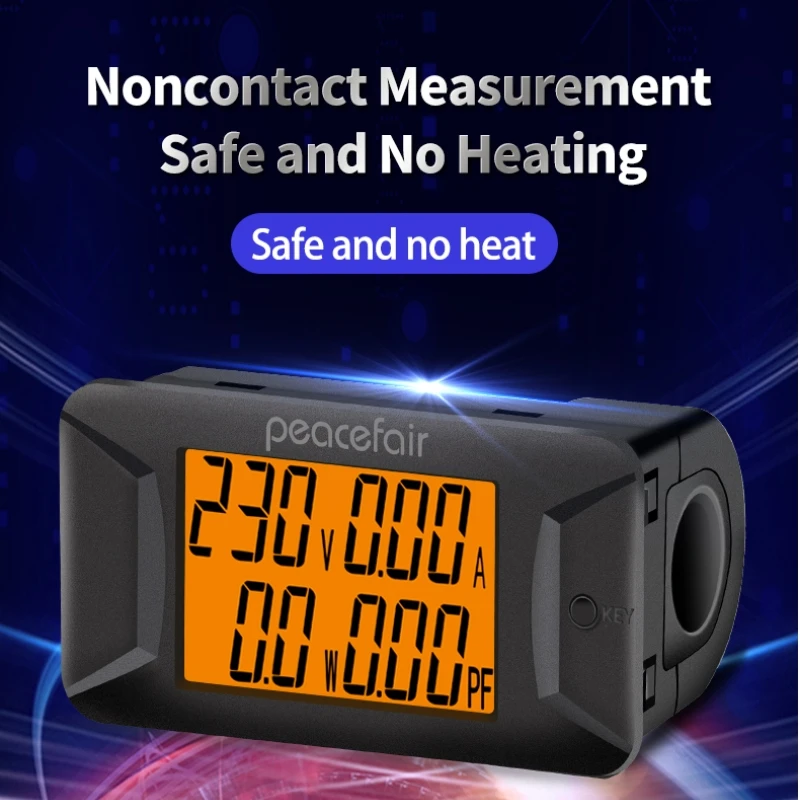 Digitálne napätie prúdového merača AC 40-400V 110V 220V 100A Elektrický prístrojový faktor Voltmeter watt meter ampermeter