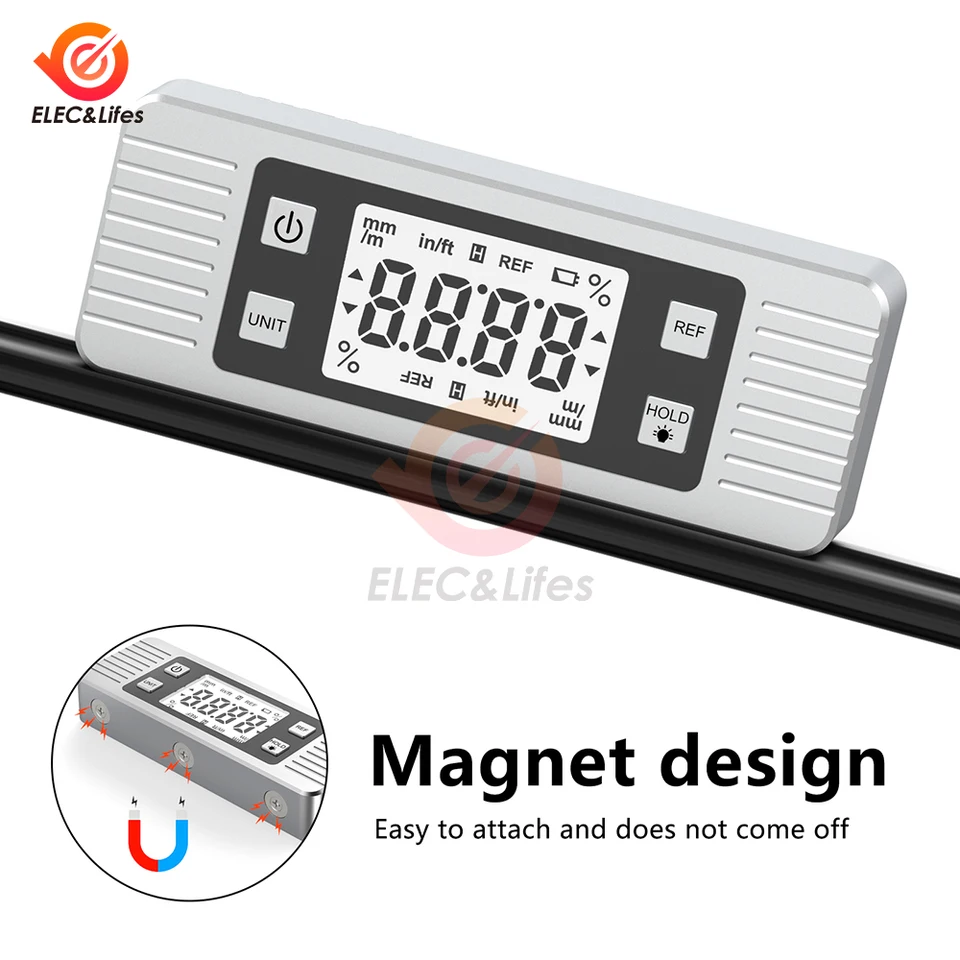 DIGITÁLNE ULEGETRE MAGNETICKÝ DELAKTOR Zahŕňal úroveň uhlového uhla kocky na úrovni uhlu s magny a podsvietením